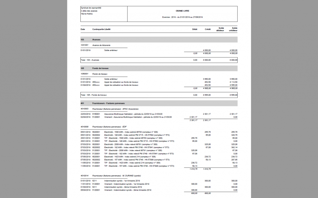 Comptabilité - Grand livre