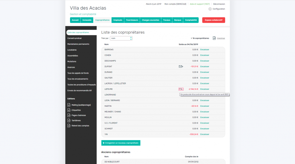 Liste des copropriétaires